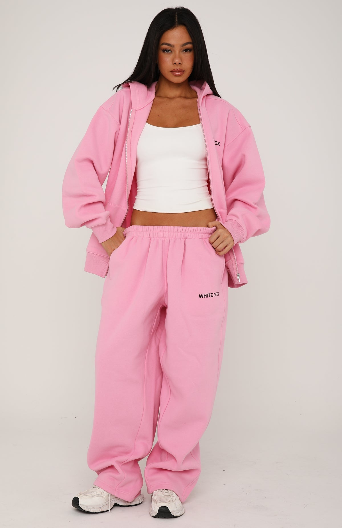 Core Classic Zip Front Hoodie Pink | White Fox Boutique UK