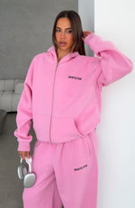 Core Classic Zip Front Hoodie Pink | White Fox Boutique UK