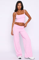 Core Strengths Wide Leg Pants Baby Pink