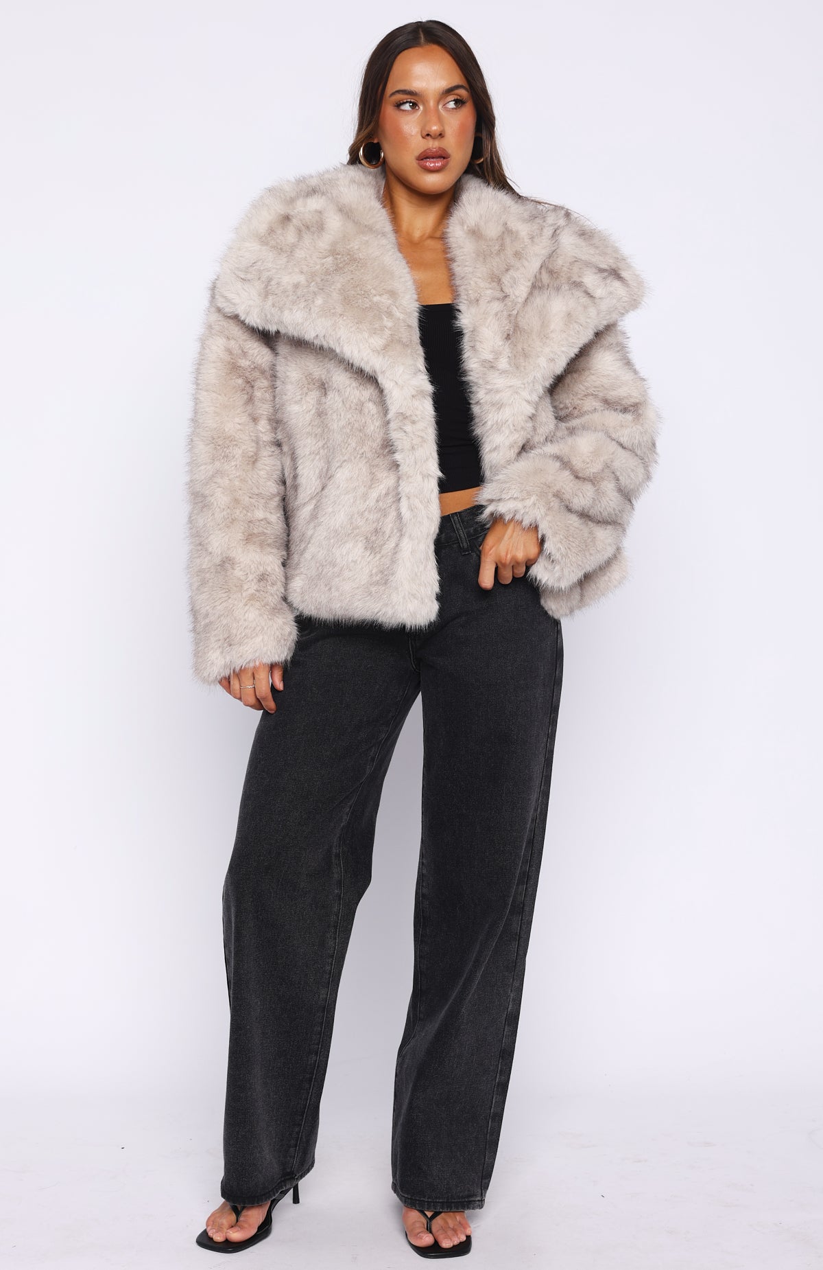 MOUSSY▽STRIPED FAUX FUR JACKET ファーコート 美品 MOUSSY 【公式通販】