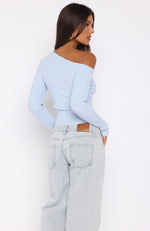 Double Dates Long Sleeve Knit Top Blue