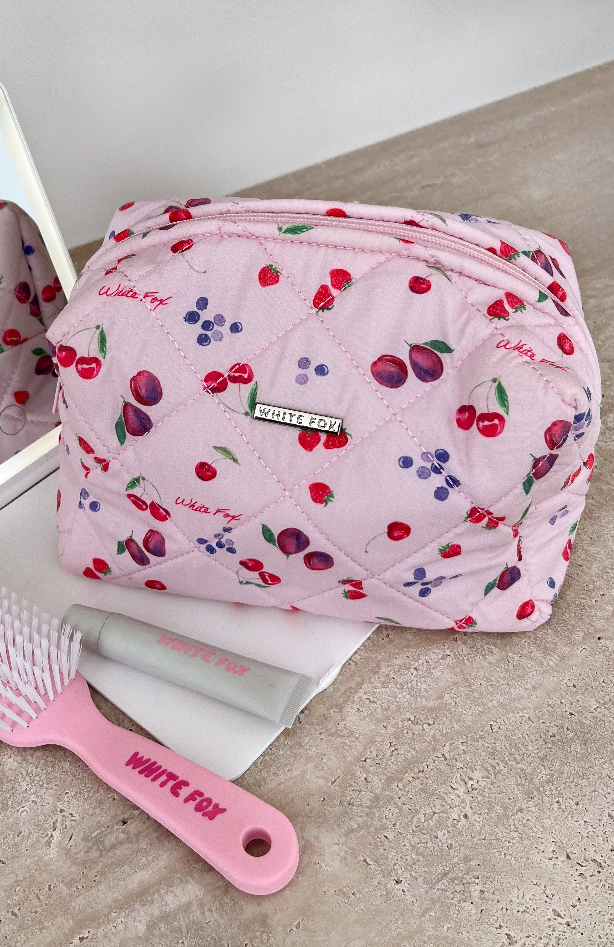 Getting Ready Cosmetic Bag Pink Berries | White Fox Boutique UK