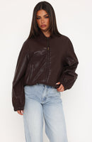 Hanging On You PU Jacket Chocolate