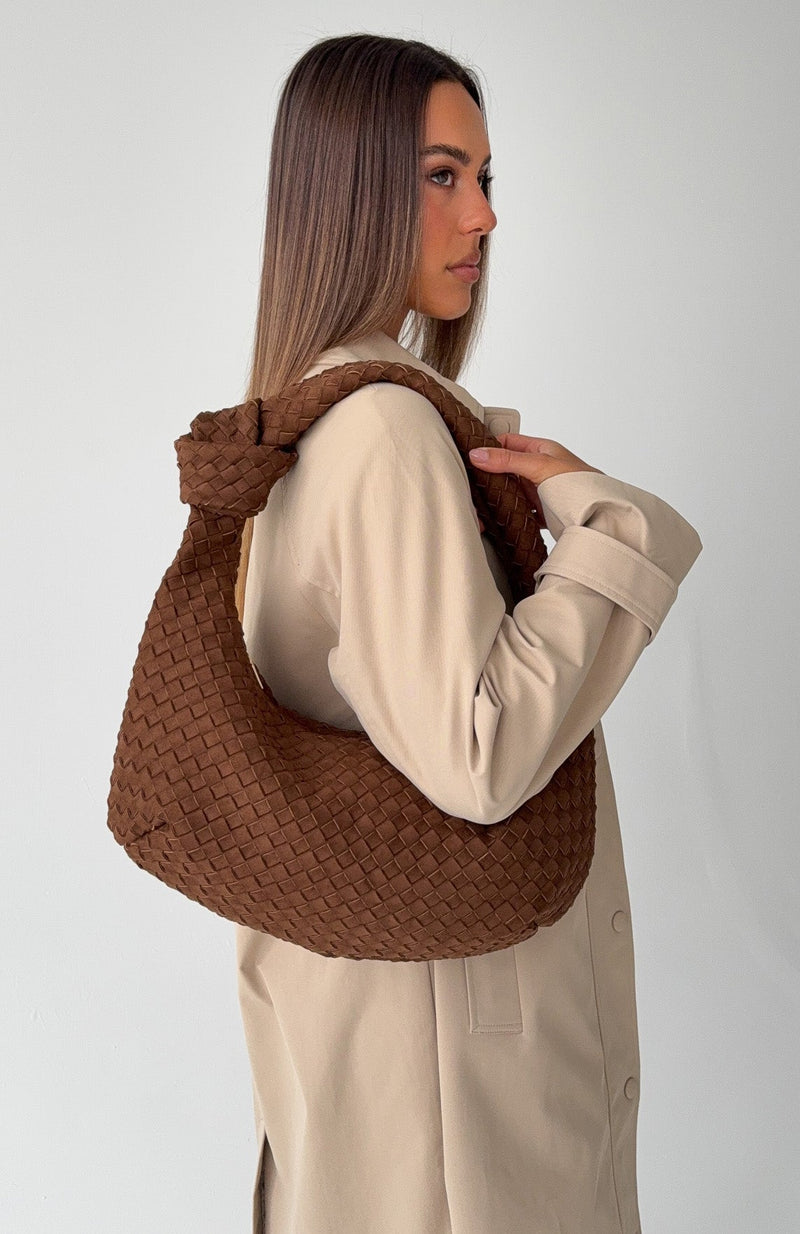 Lexi Shoulder Bag Chocolate Faux Suede