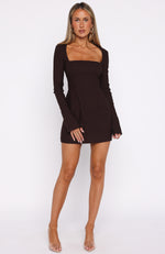 Living For Love Long Sleeve Mini Dress Chocolate