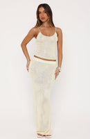 Star Shining Sequin Knit Maxi Skirt Lemon