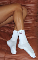 Lucky Dip Socks White/Burgundy