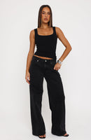 Maeve Low Rise Wide Leg Jeans Black Acid