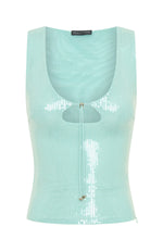 Nostalgic Nights Sequin Top Mint