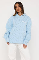 Offstage Printed Oversized Hoodie Blue Ditsy