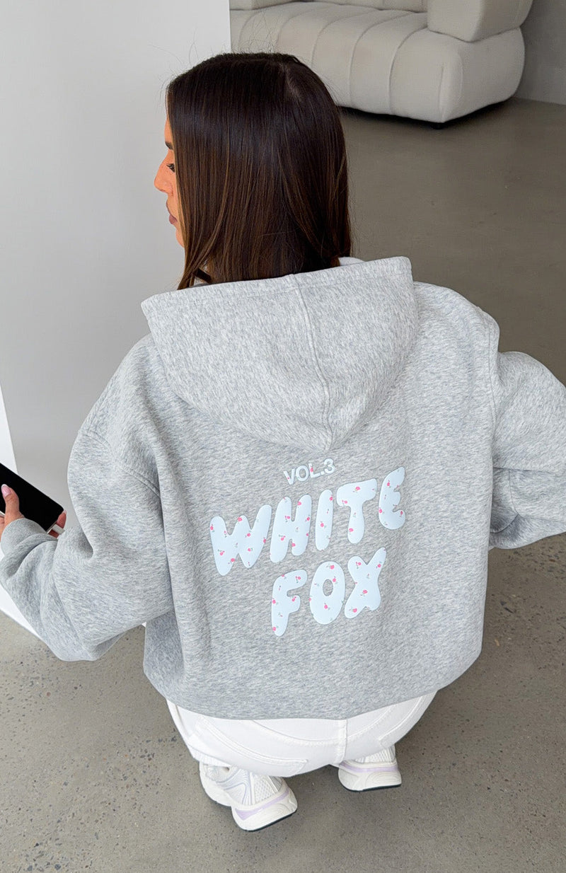 Offstage Printed Oversized Hoodie Dark Grey Marle