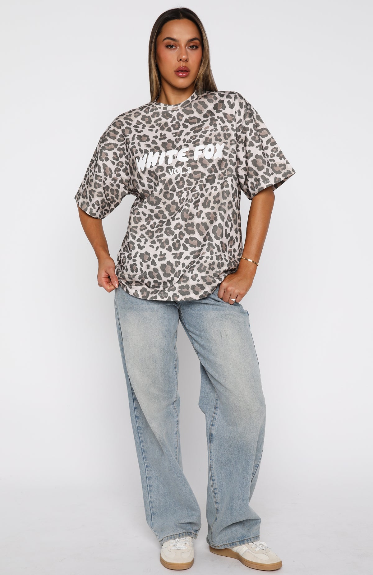 Offstage Printed Oversized Tee Leopard | White Fox Boutique UK