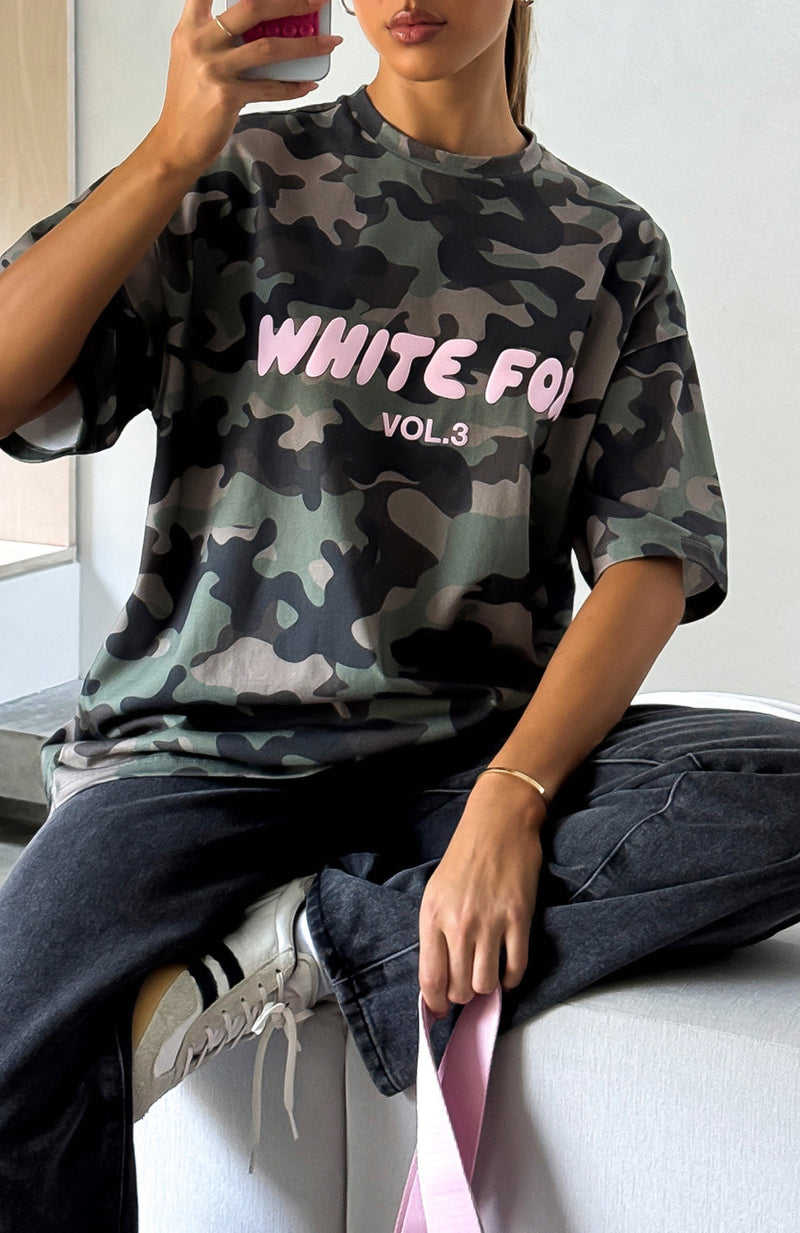 Offstage Printed Oversized Tee Washed Camo