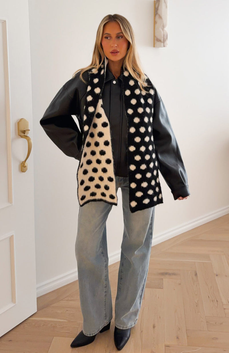 Olesia Polka Dot Scarf Black & Cream