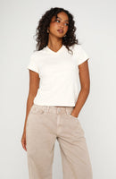 On The Hunt V Neck Top Off White