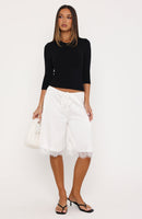 Right Direction Lace Trim Shorts White
