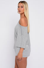 Slow Life Pyjama Shorts Grey Marle
