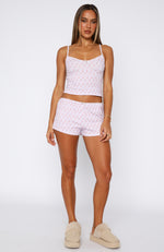 Snuggle Season Pyjama Shorts Purple Floral