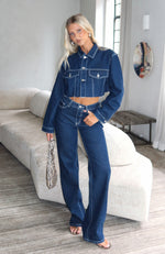 Something To Prove High Rise Straight Leg Jeans Dark Indigo