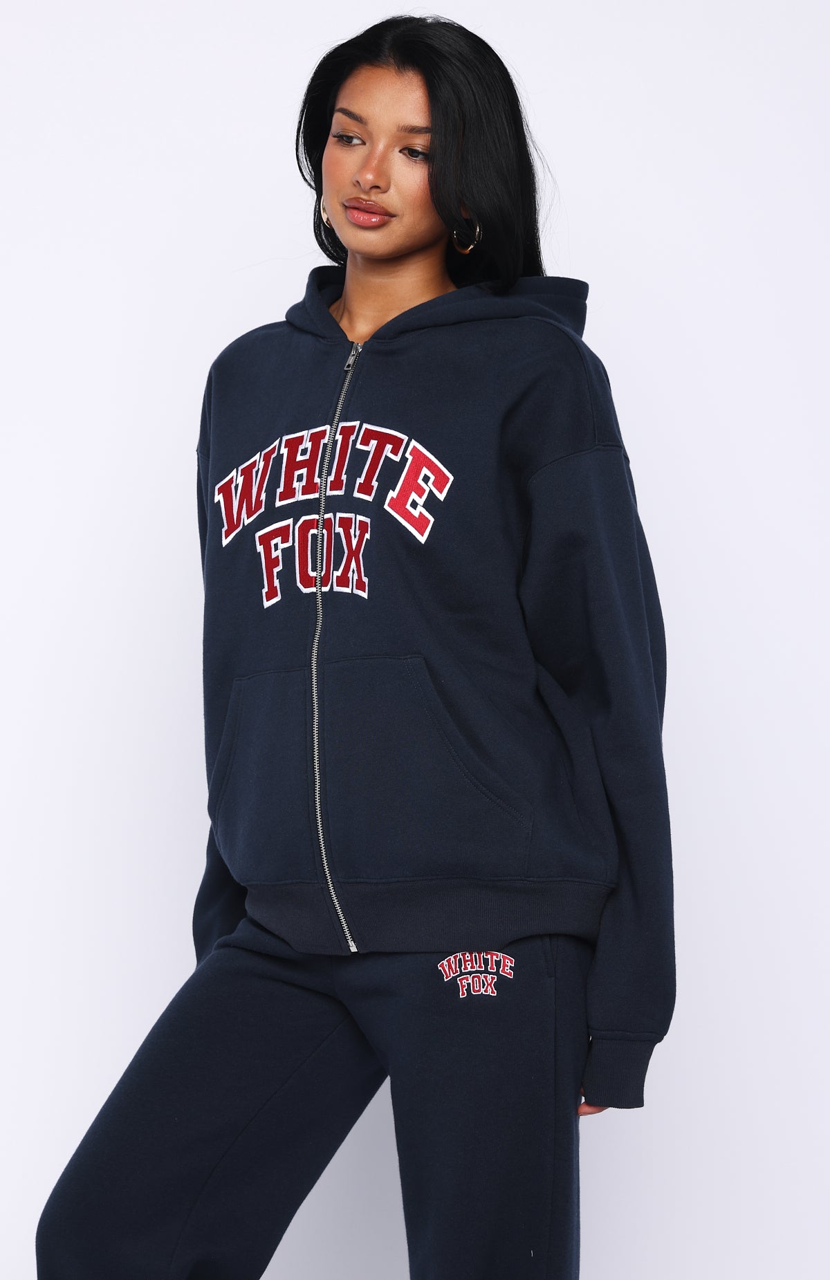 Starting Fresh Zip Front Hoodie Navy White Fox Boutique UK starting-fresh-zip-front-hoodie-navy-white-fox-boutique-uk