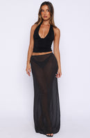 Sunday Strolls Maxi Skirt Black/White Polka Dot