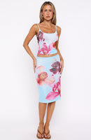 Viva La Vida Midi Skirt Blue Daze
