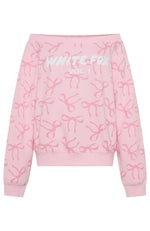 Vol. 1 Off Shoulder Printed Sweater Posy Bow