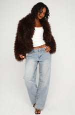 Weekend Away Faux Fur Jacket Chocolate | White Fox Boutique UK