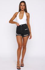 What Are We Denim Shorts Vintage Black Wash
