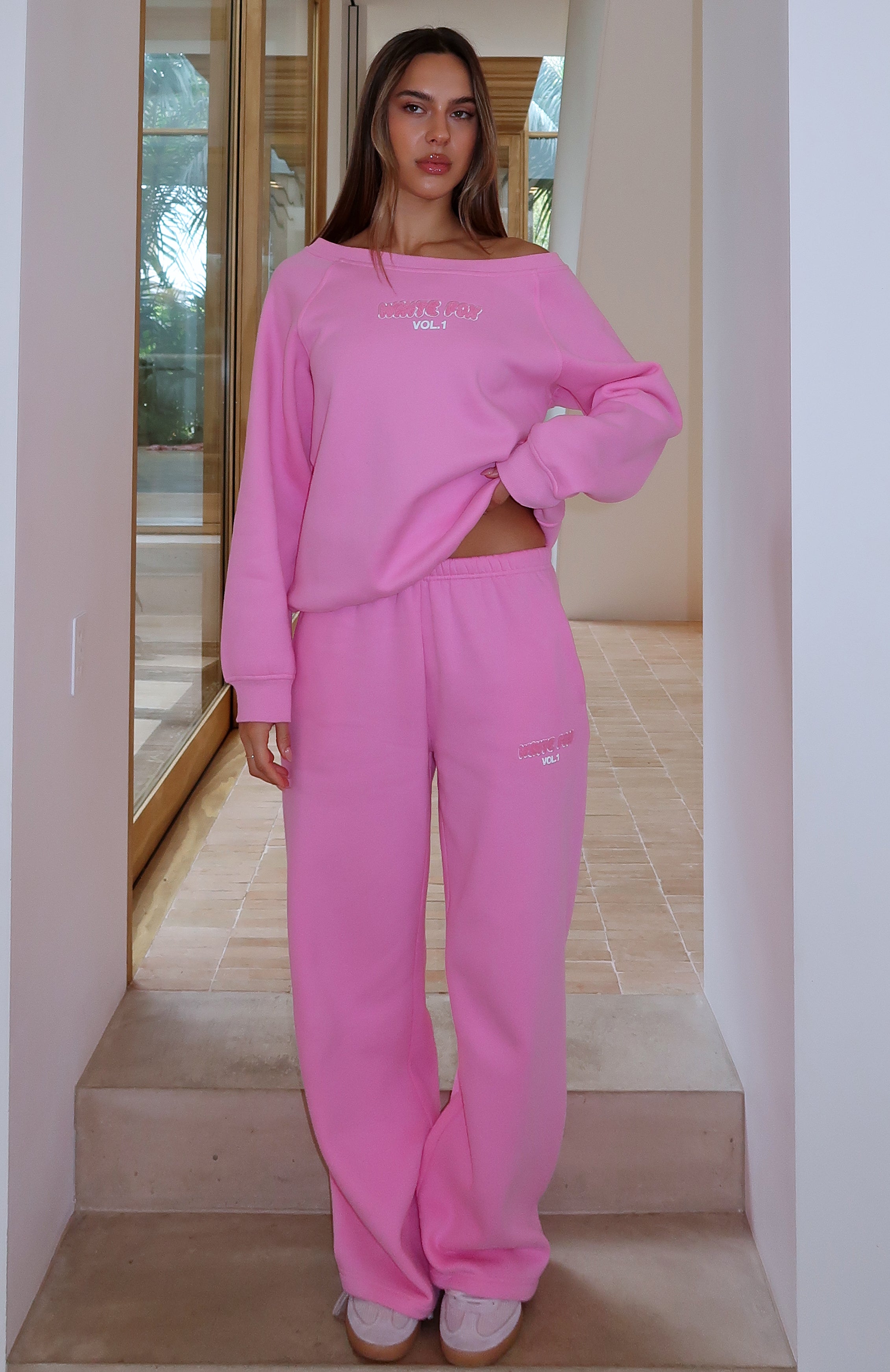 Vol. 1 Wide Leg Sweatpants Bubblegum | White Fox Boutique UK