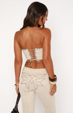 Rumours Strapless Suede Top Blonde