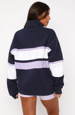 Breaking Ground Zip Front Sweater Navy