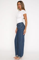 Grace Mid Rise Straight Leg Jeans Mid Blue