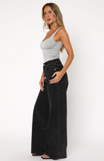 Lola High Rise Wide Leg Jeans Black Acid