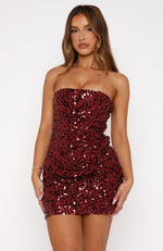 Get Back To Me Strapless Mini Dress Wine