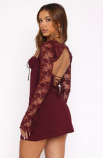 Won't Hide Long Sleeve Mini Dress Wine