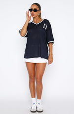 Moves To Make Oversized Sports Tee Dark Navy