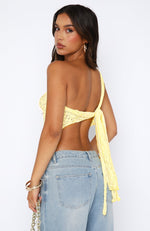 It's A Love Story Lace Top Lemon