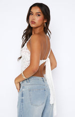 It's A Love Story Lace Top White