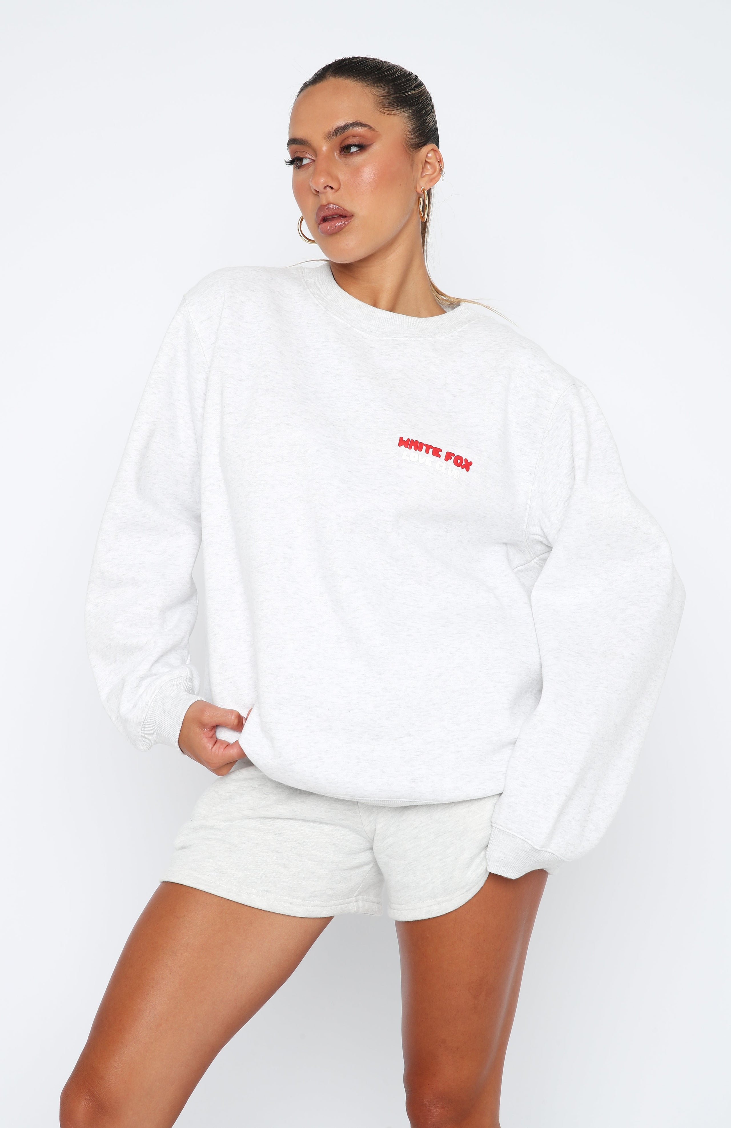 Love Club Oversized Sweater Grey Marle | White Fox Boutique UK