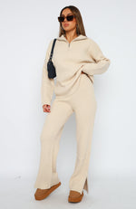 Let's Get Cosy Knit Pants Beige