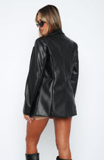 Take The Lead PU Blazer Black