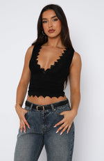 Let's Just Talk Lace Top Black