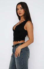 Let's Just Talk Lace Top Black