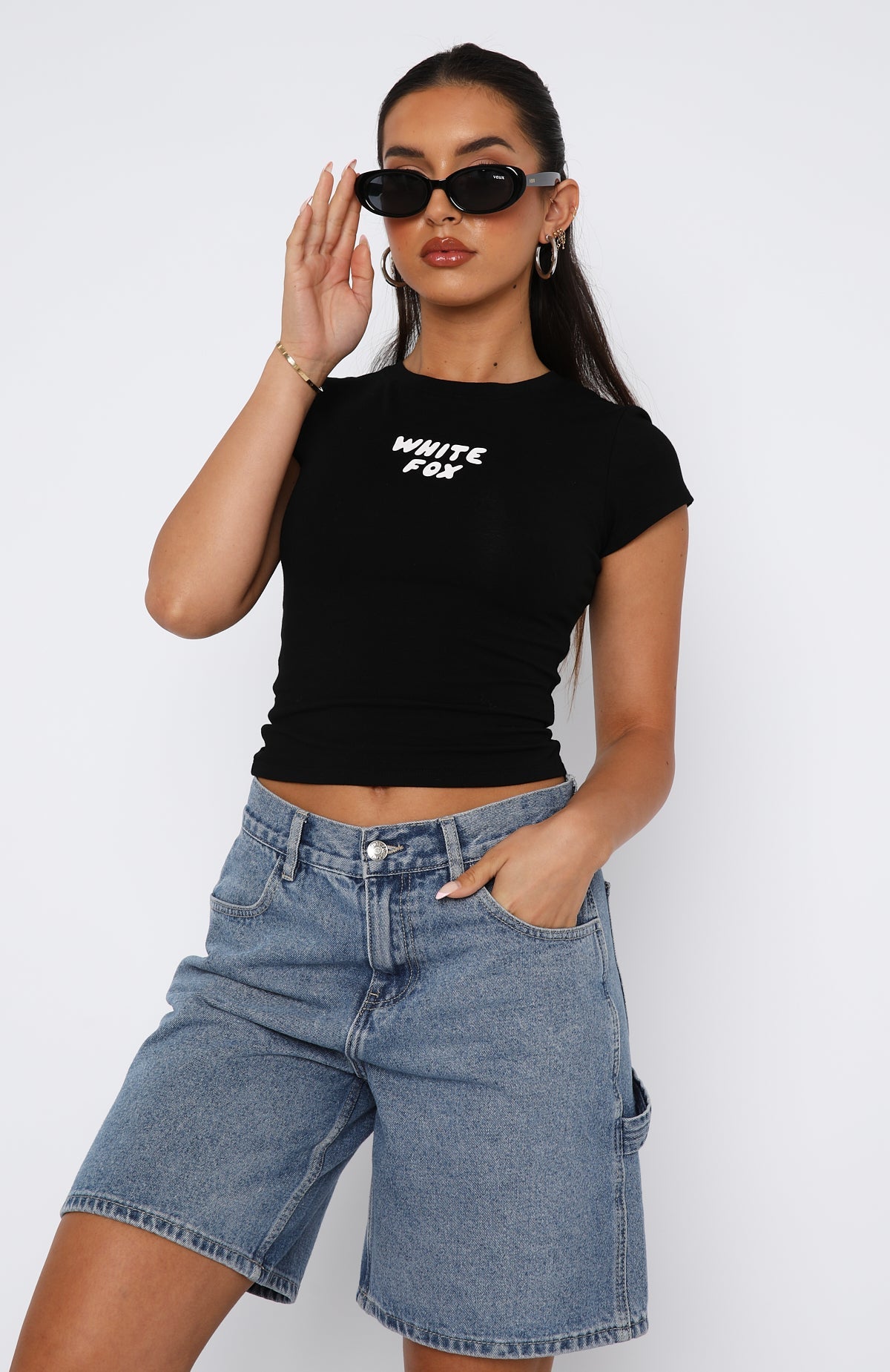 Break The Records Baby Tee Black | White Fox Boutique UK
