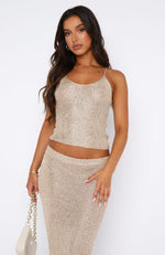 Love Galore Sequin Knit Top Champagne