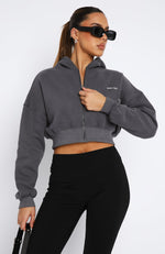 She's Effortless Cropped Hoodie Slate