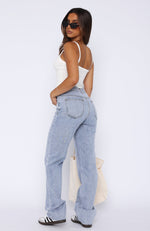 Jordyn High Waisted Straight Leg Jeans Light Blue Wash