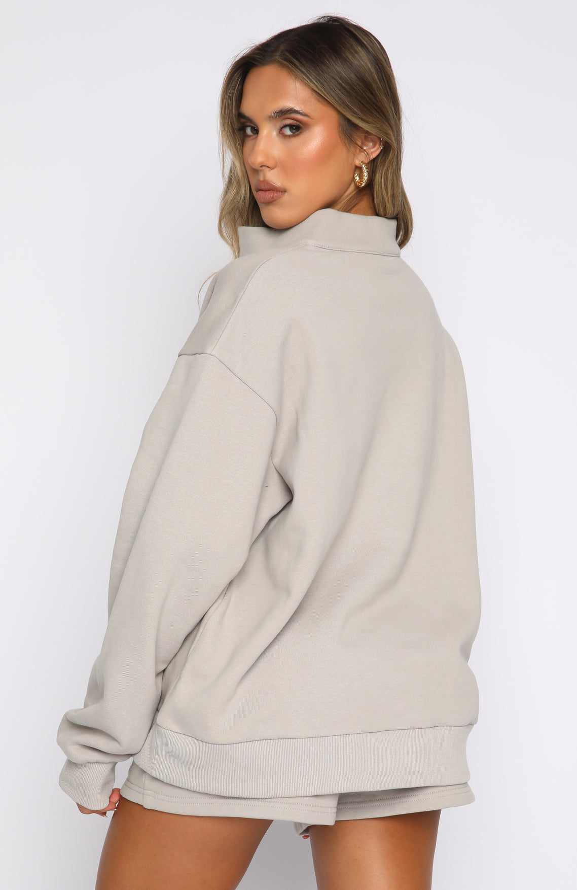 The Highest Demand Zip Front Sweater Taupe | White Fox Boutique UK