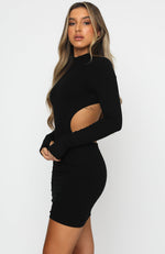 Break The Rules Long Sleeve Mini Dress Black